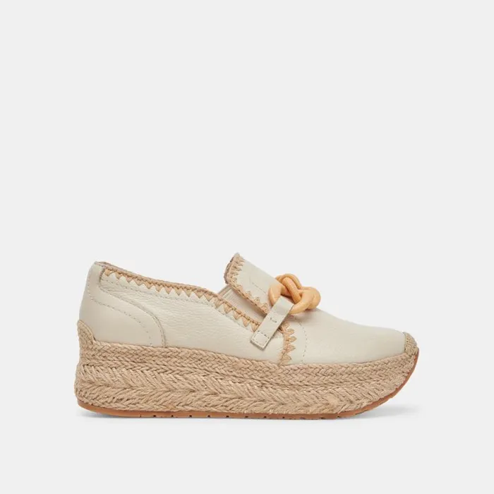 Dolce Vita Jhenee Espadrille Sneakers Ivory Leather Women Flats and Loafers
