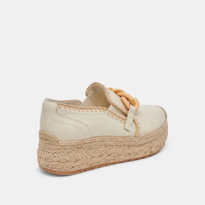 Dolce Vita Jhenee Espadrille Sneakers Ivory Leather Women Flats and Loafers