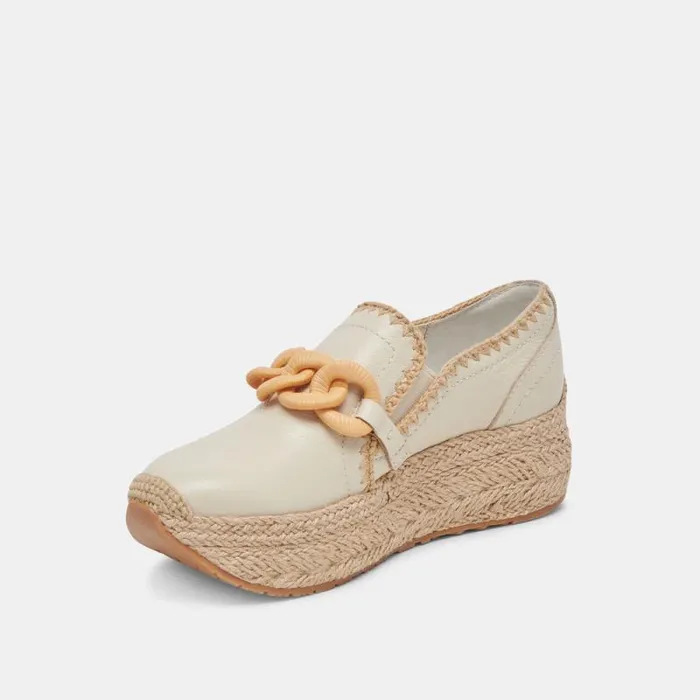 Dolce Vita Jhenee Espadrille Sneakers Ivory Leather Women Flats and Loafers
