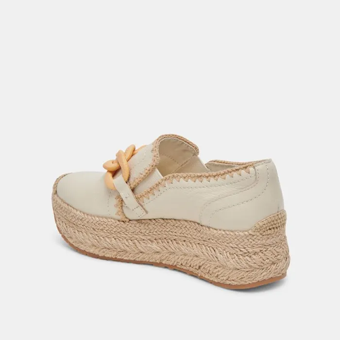 Dolce Vita Jhenee Espadrille Sneakers Ivory Leather Women Flats and Loafers