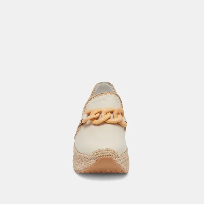 Dolce Vita Jhenee Espadrille Sneakers Ivory Leather Women Flats and Loafers