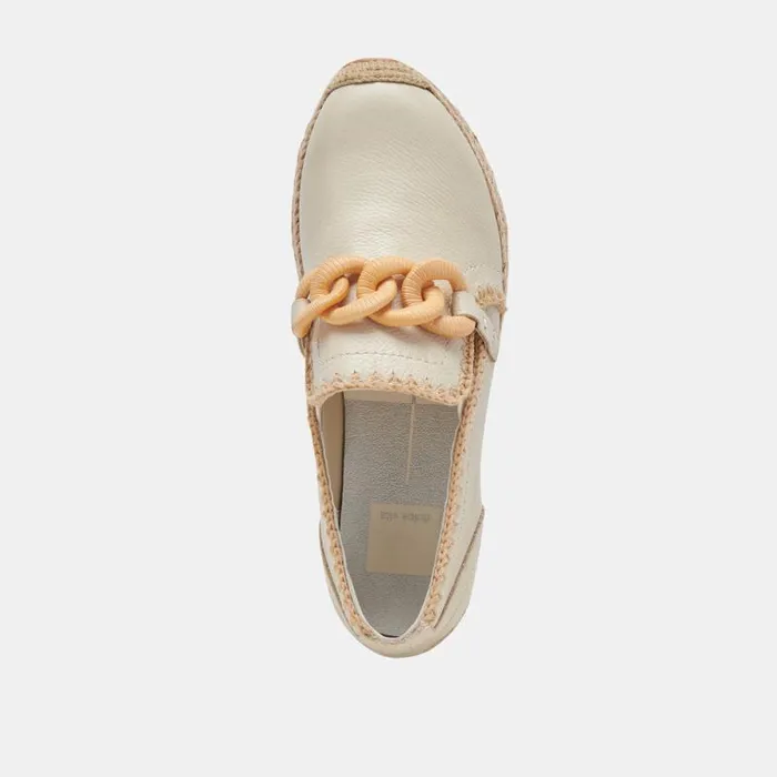 Dolce Vita Jhenee Espadrille Sneakers Ivory Leather Women Flats and Loafers