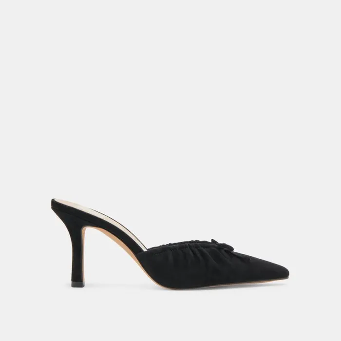 Dolce Vita Kairi Heels Onyx Suede Women Mules and Clogs