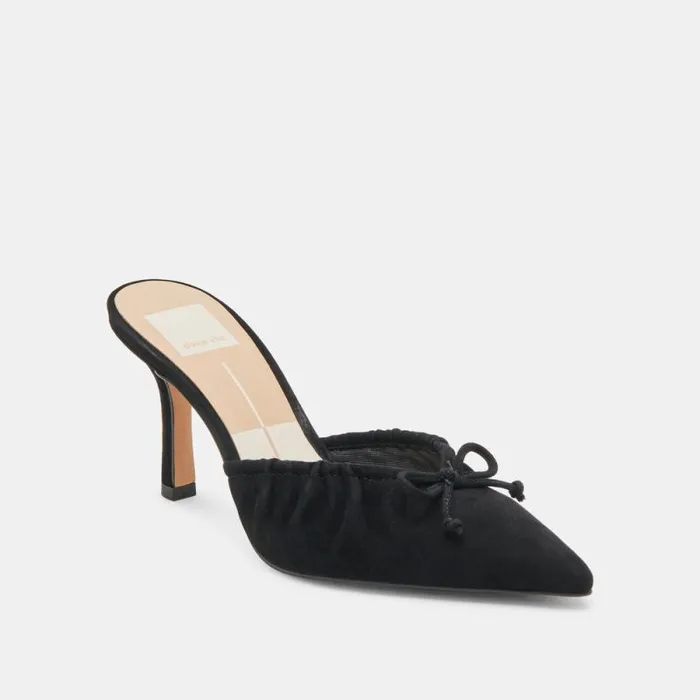 Dolce Vita Kairi Heels Onyx Suede Women Mules and Clogs