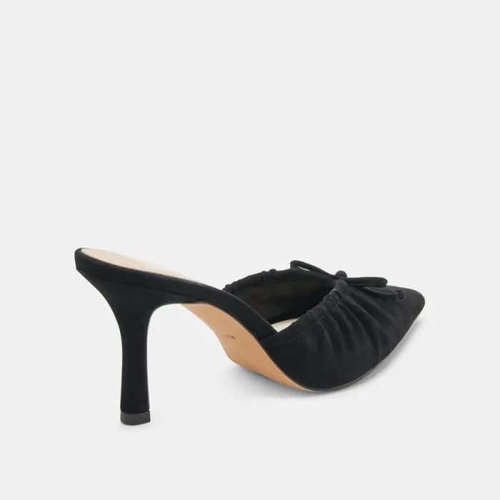 Dolce Vita Kairi Heels Onyx Suede Women Mules and Clogs