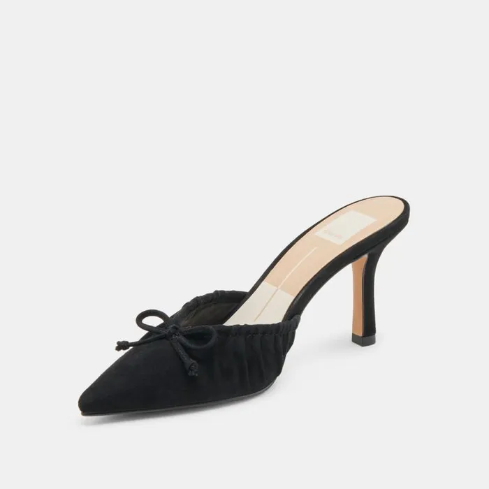 Dolce Vita Kairi Heels Onyx Suede Women Mules and Clogs