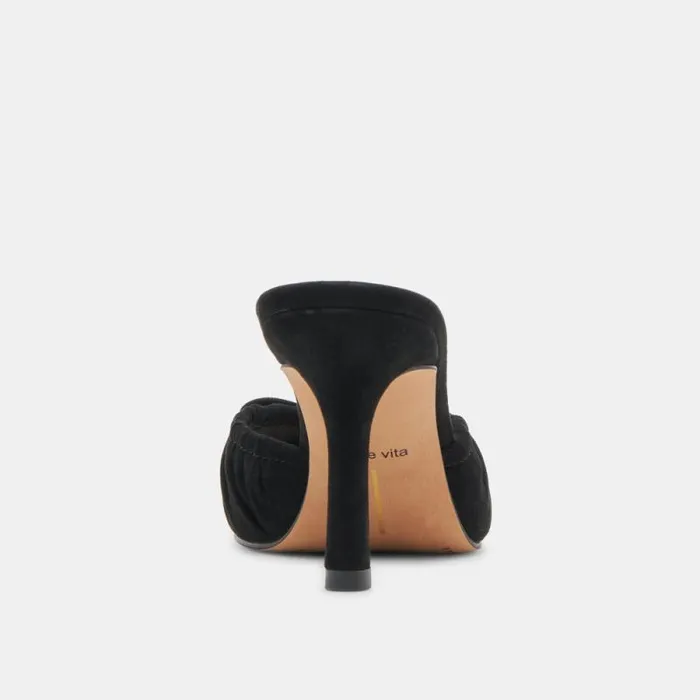 Dolce Vita Kairi Heels Onyx Suede Women Mules and Clogs