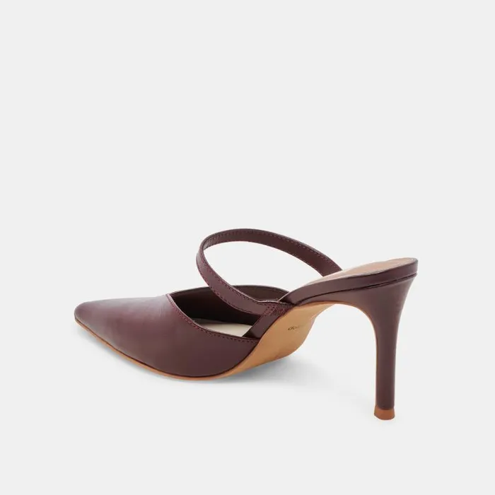 Dolce Vita Kanika Heels Burgundy Crinkle Patent Women Mules and Clogs