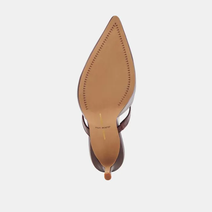Dolce Vita Kanika Heels Burgundy Crinkle Patent Women Mules and Clogs