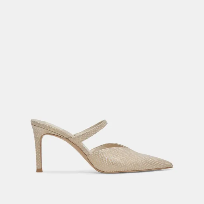 Dolce Vita Kanika Heels Champagne Embossed Leather Women Heels