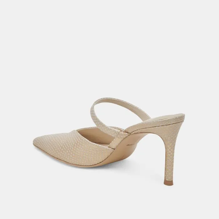 Dolce Vita Kanika Heels Champagne Embossed Leather Women Heels