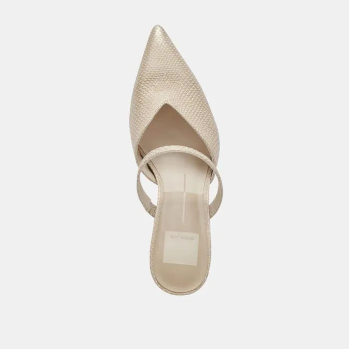 Dolce Vita Kanika Heels Champagne Embossed Leather Women Heels