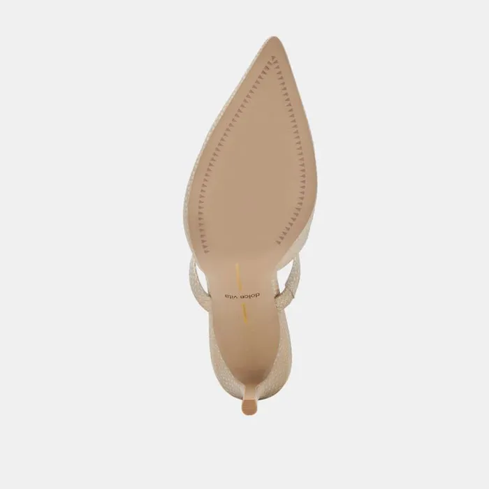 Dolce Vita Kanika Heels Champagne Embossed Leather Women Heels