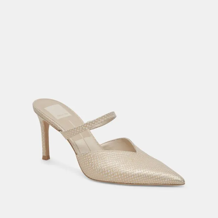 Dolce Vita Kanika Heels Champagne Embossed Leather Women Heels