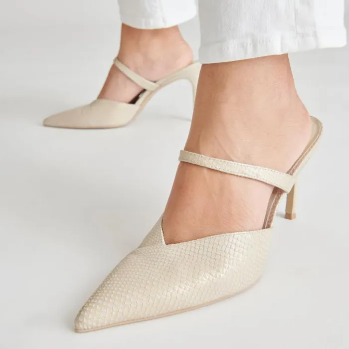 Dolce Vita Kanika Heels Champagne Embossed Leather Women Heels