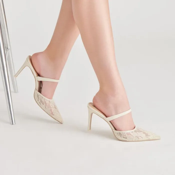 Dolce Vita Katik Heels White Floral Lace Women Heels