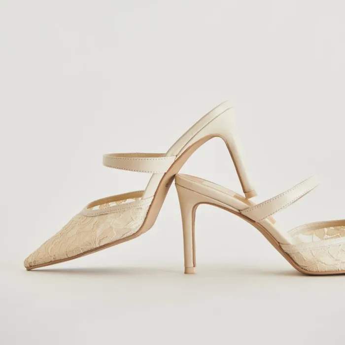 Dolce Vita Katik Heels White Floral Lace Women Heels