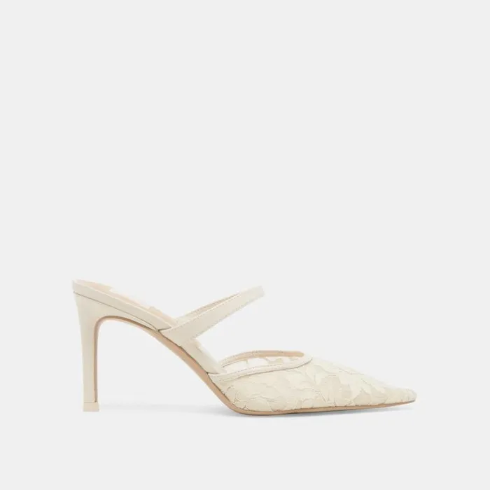 Dolce Vita Katik Heels White Floral Lace Women Heels