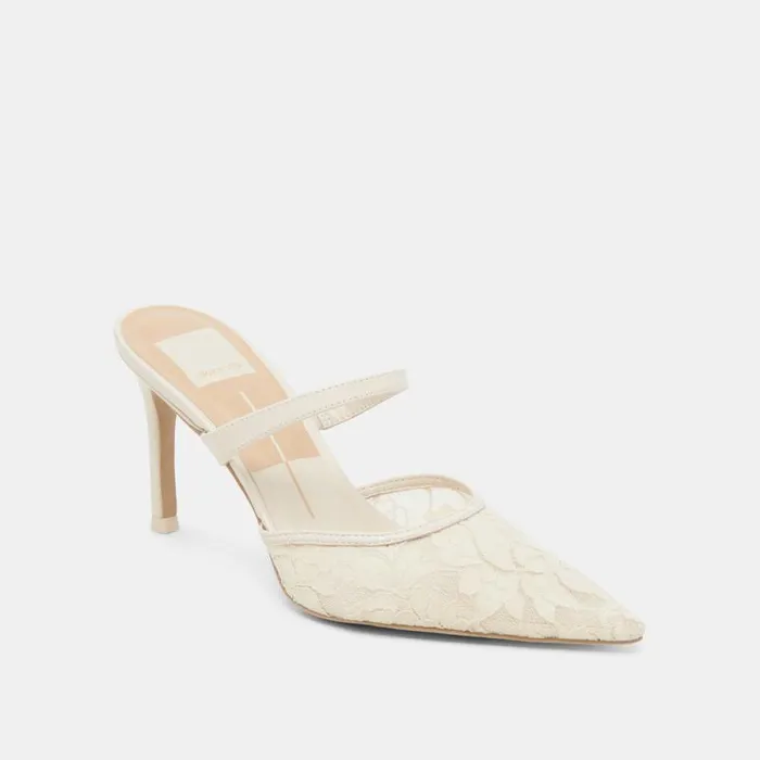 Dolce Vita Katik Heels White Floral Lace Women Heels