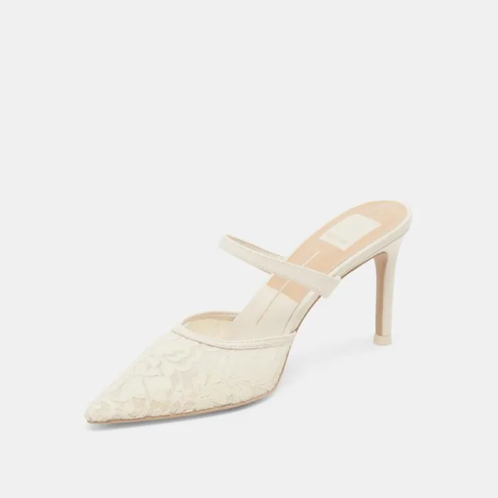 Dolce Vita Katik Heels White Floral Lace Women Heels