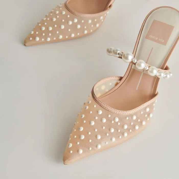 Dolce Vita Katik Pearl Heels Blush Mesh Women Heels