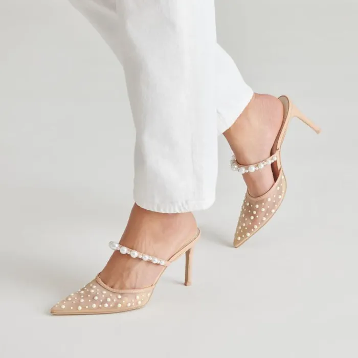 Dolce Vita Katik Pearl Heels Blush Mesh Women Heels