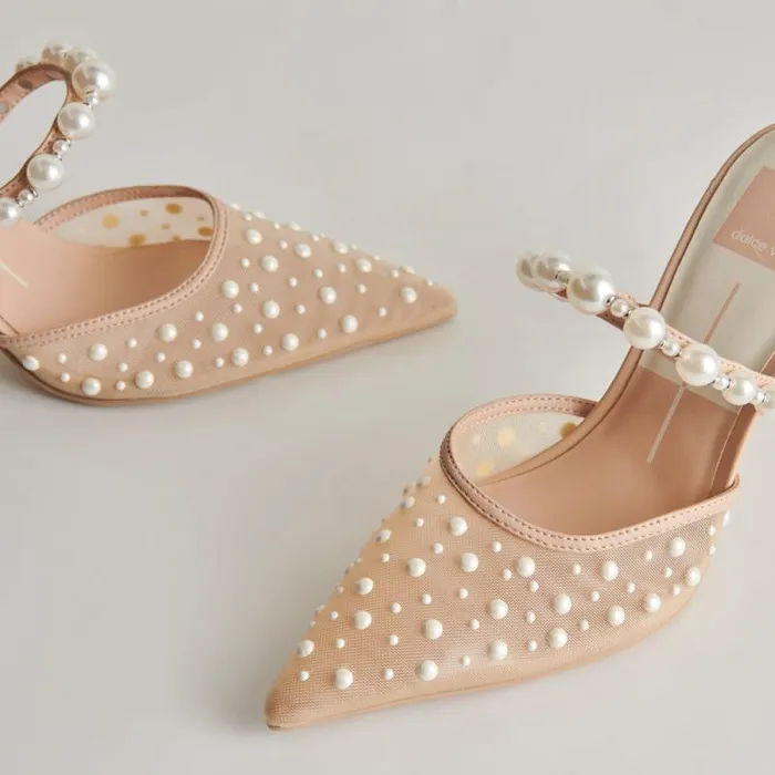 Dolce Vita Katik Pearl Heels Blush Mesh Women Heels