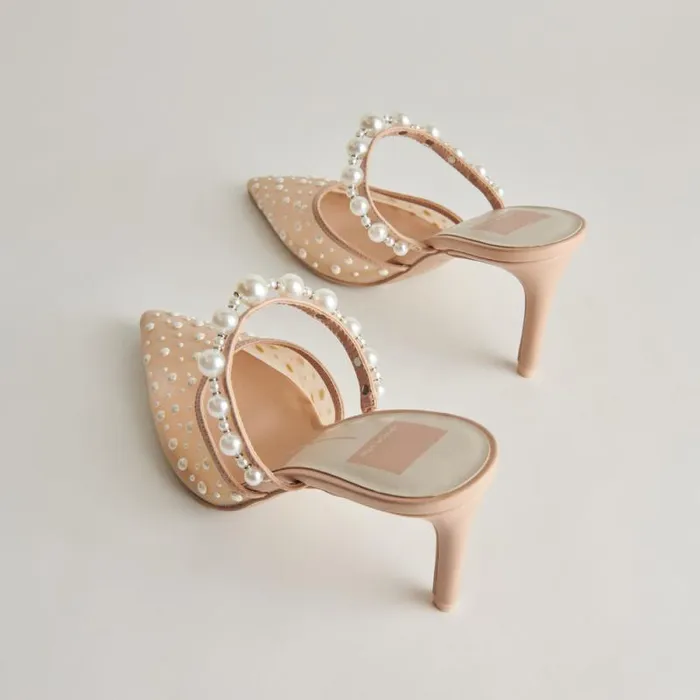 Dolce Vita Katik Pearl Heels Blush Mesh Women Heels