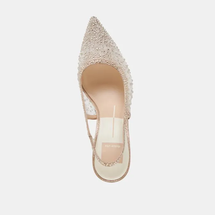 Dolce Vita Kaye Crystal Heels Gold Mesh Women Heels