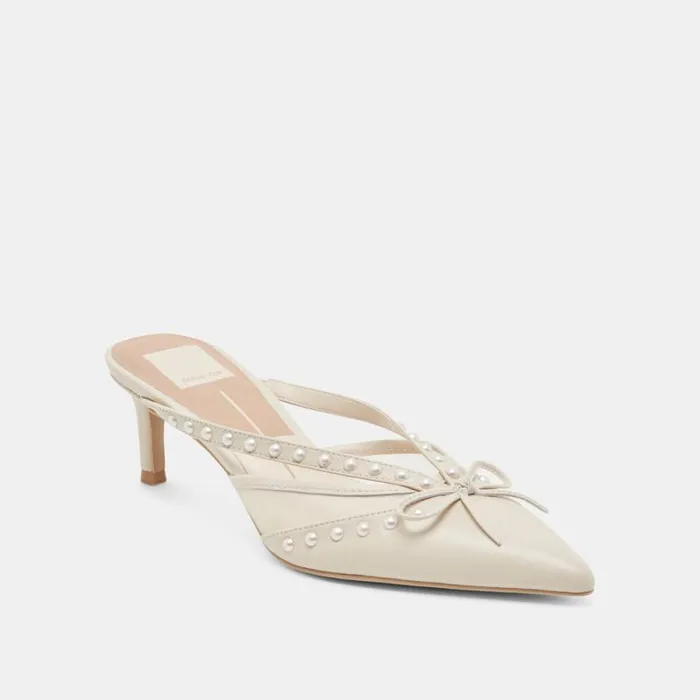 Dolce Vita Kylene Pearl Heels Vanilla Leather Women Heels