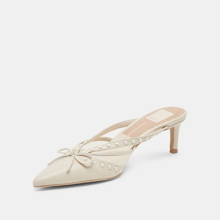 Dolce Vita Kylene Pearl Heels Vanilla Leather Women Heels