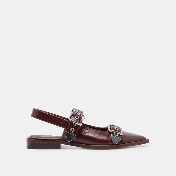 Dolce Vita Labell Flats Burgundy Crinkle Patent Women Flats and Loafers