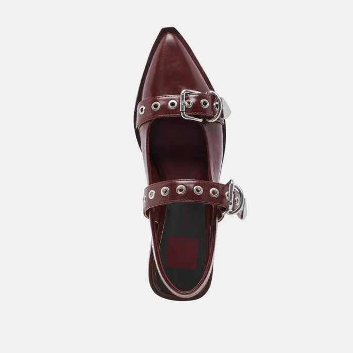 Dolce Vita Labell Flats Burgundy Crinkle Patent Women Flats and Loafers
