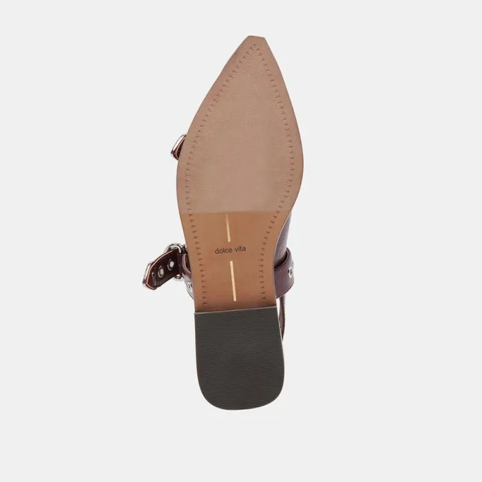 Dolce Vita Labell Flats Burgundy Crinkle Patent Women Flats and Loafers