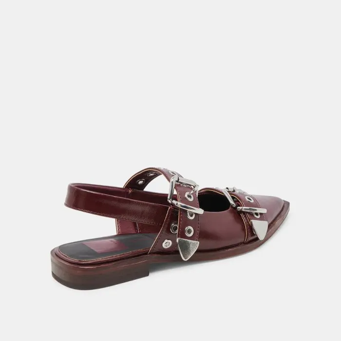 Dolce Vita Labell Flats Burgundy Crinkle Patent Women Flats and Loafers