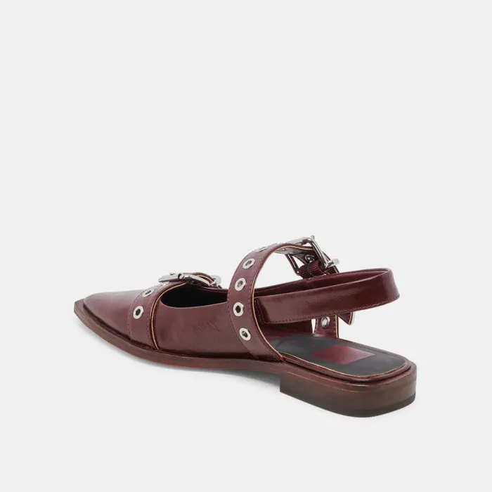 Dolce Vita Labell Flats Burgundy Crinkle Patent Women Flats and Loafers