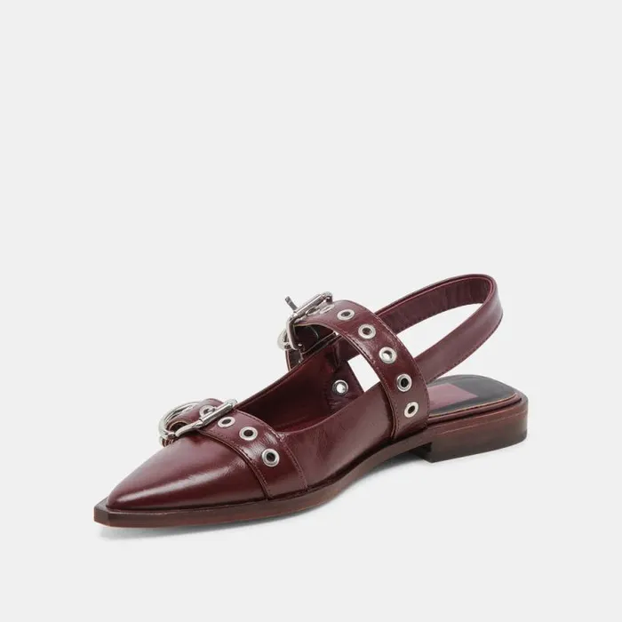 Dolce Vita Labell Flats Burgundy Crinkle Patent Women Flats and Loafers