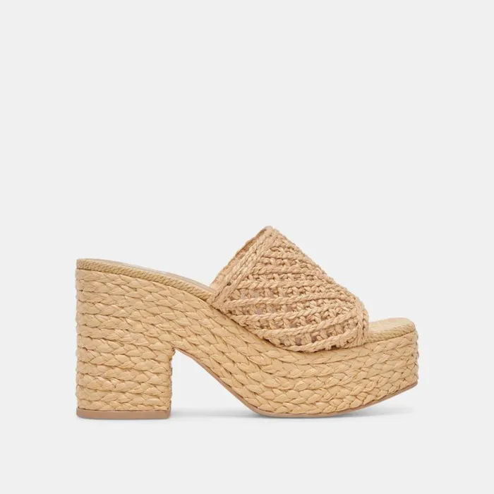 Dolce Vita Lisha Heels Lt Natural Raffia Women Sandals