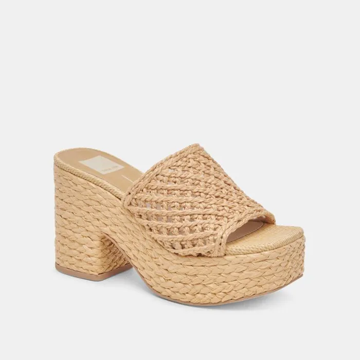 Dolce Vita Lisha Heels Lt Natural Raffia Women Sandals