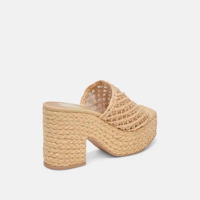 Dolce Vita Lisha Heels Lt Natural Raffia Women Sandals