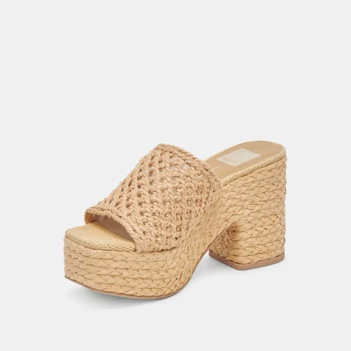 Dolce Vita Lisha Heels Lt Natural Raffia Women Sandals