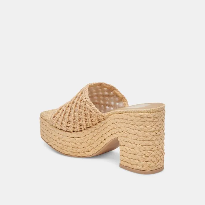 Dolce Vita Lisha Heels Lt Natural Raffia Women Sandals