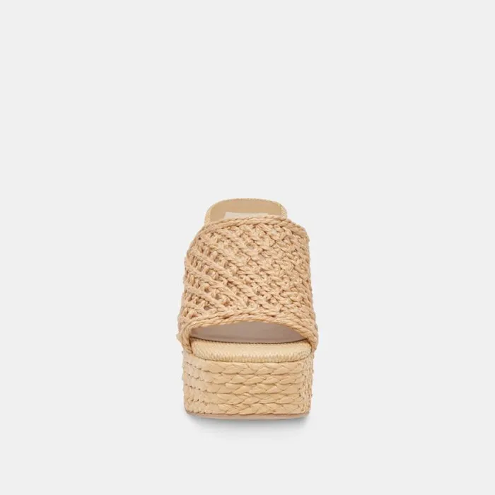 Dolce Vita Lisha Heels Lt Natural Raffia Women Sandals