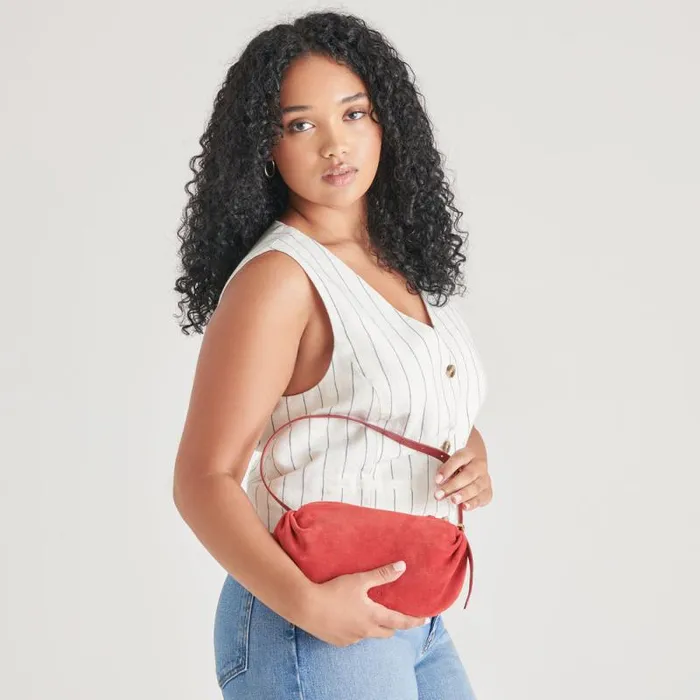 Dolce Vita Livi Shoulder Bag Red Suede Women Handbags
