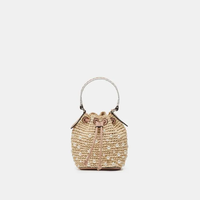 Dolce Vita Lolly Handbag Natural Pearl Raffia Women Handbags