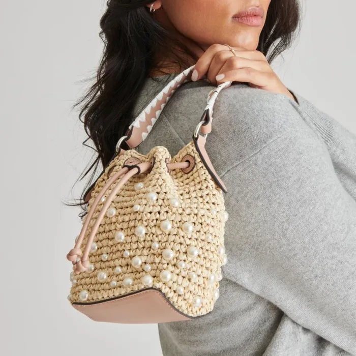 Dolce Vita Lolly Handbag Natural Pearl Raffia Women Handbags