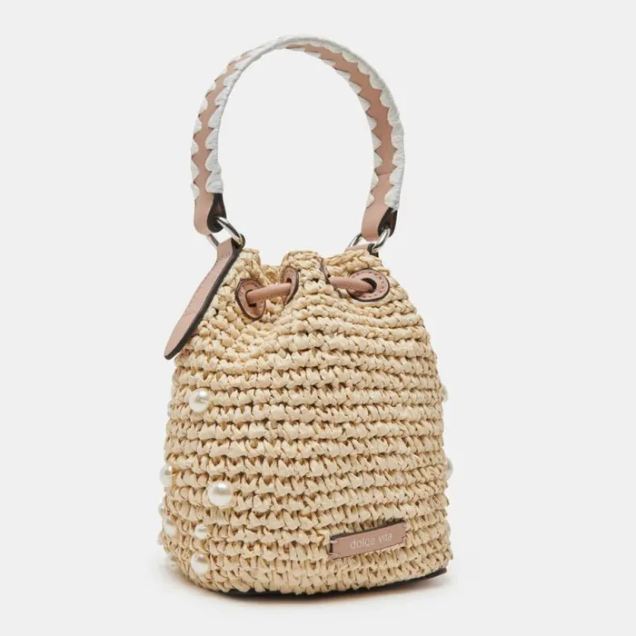 Dolce Vita Lolly Handbag Natural Pearl Raffia Women Handbags