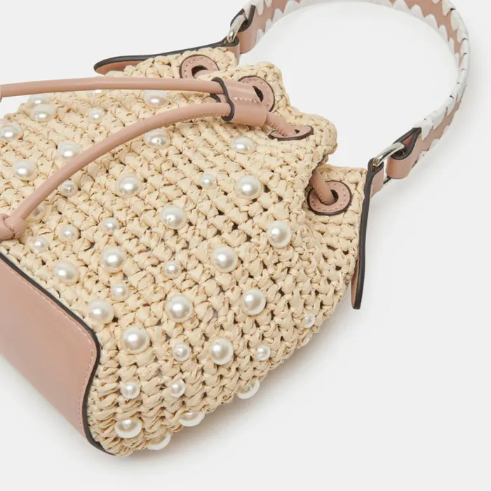 Dolce Vita Lolly Handbag Natural Pearl Raffia Women Handbags