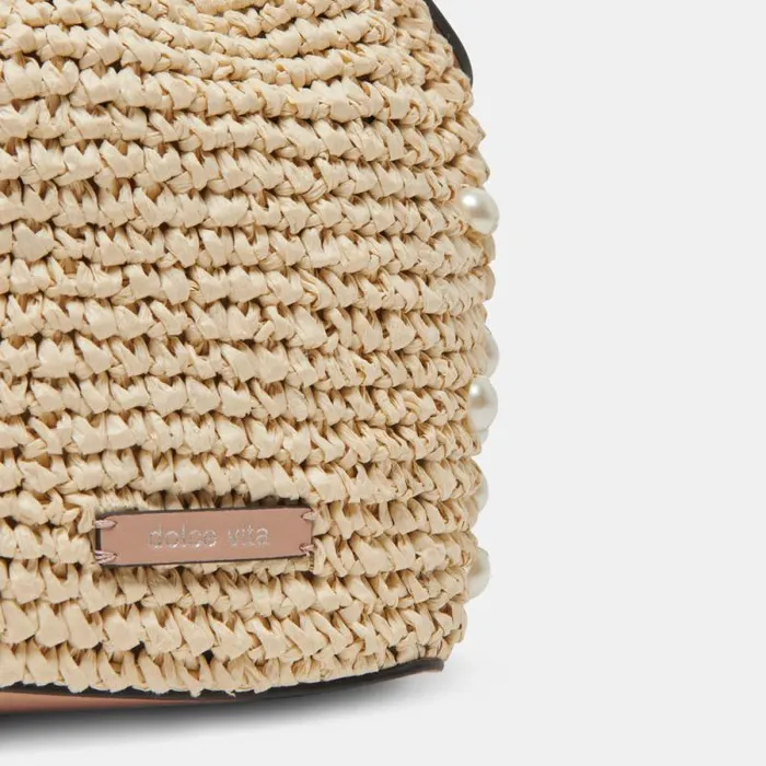 Dolce Vita Lolly Handbag Natural Pearl Raffia Women Handbags