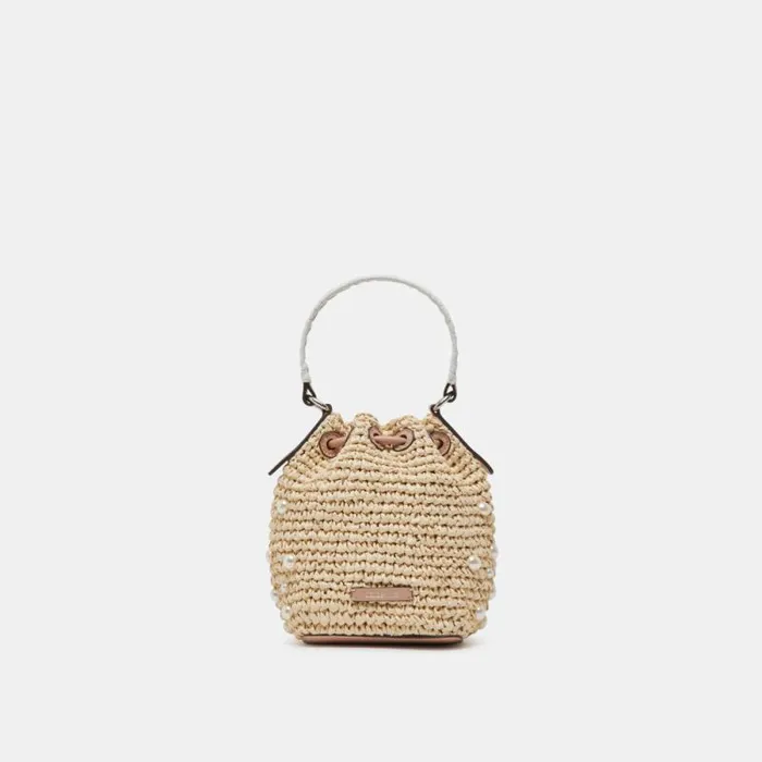 Dolce Vita Lolly Handbag Natural Pearl Raffia Women Handbags
